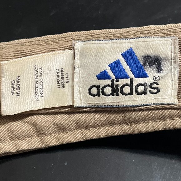 Adidas Golf Visor Hat Adjustable Hook Loop Strap Khaki Tan Navy Blue Logo - Picture 5 of 6